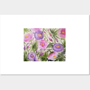 Wild Child, wild flowers, beautiful flowers, pink and purple flowers painting, flowers painting, flowers art, wild pretty flowers Posters and Art